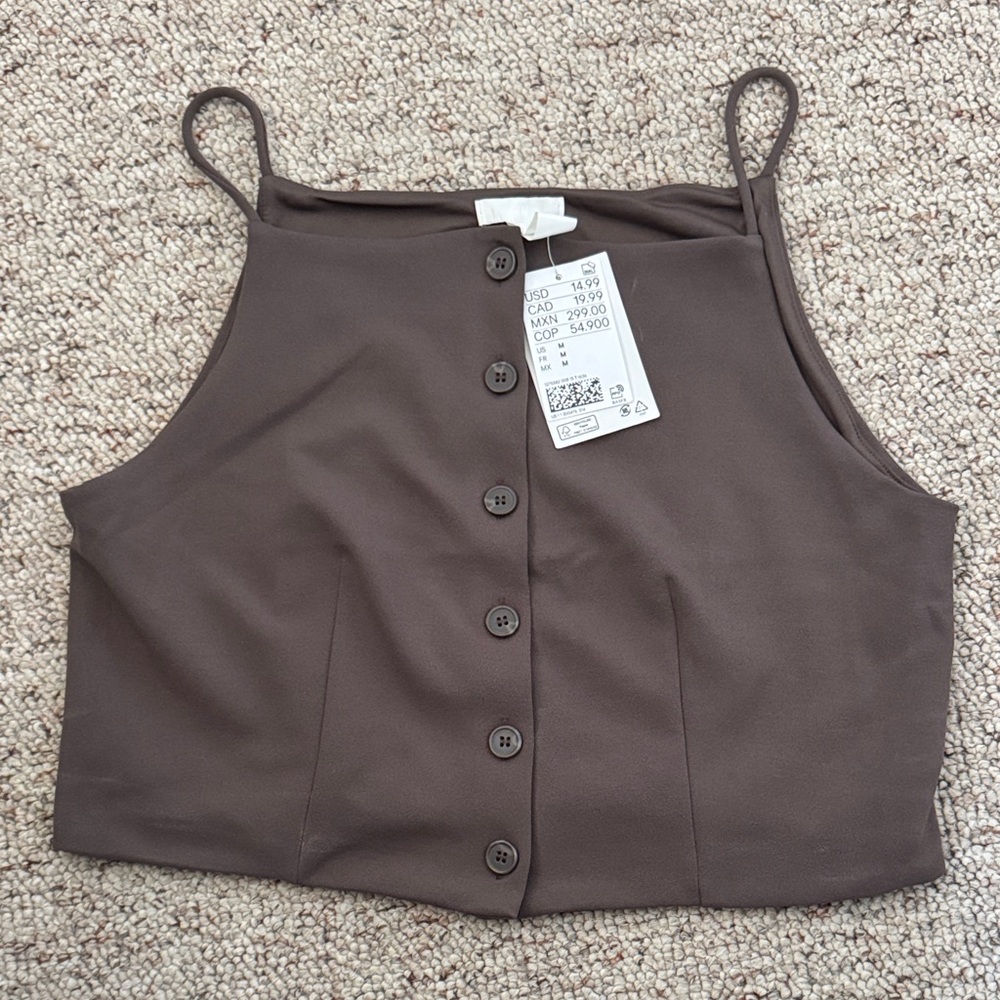 Mauve Button-Up Crop Top
